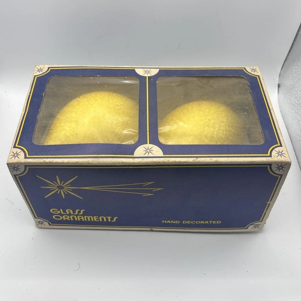 Vintage Made in Colombia Glass Christmas Ornaments Box Set‎ Iridescent Teardrop